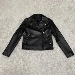 美品 小さいサイズ　BLENHEIM ラムレザー 羊革　黒　ダブルライダース