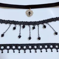 新品 チョーカー セット ブラック ハロウィン ゴシックネックレス 十字架クロス