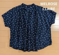 MELROSE CLAIRE インド綿 レーヨン ドット キーネックブラウス