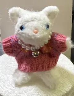モールドール モールアート 白 ねこ ボールチェーン付き