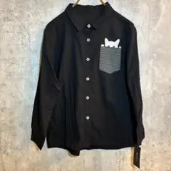 ✨新品✨ MOJA 【M-L】 シャツ カジュアル 犬 可愛い 綿100％ 黒