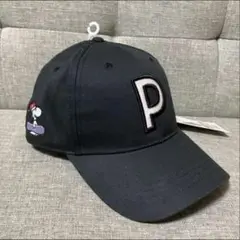 新品peanutsスヌーピー70周年キャップ帽子 57〜59センチ ブラック