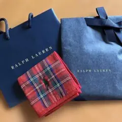 Ralph Lauren 赤 チェックハンカチ　ラルフローレンタータンチェック