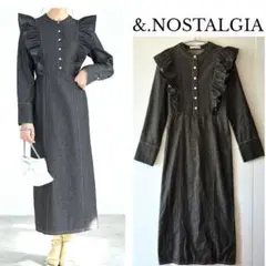 完売品&.NOSTALGIA デニムフリルロングワンピースSIZE M ブラック