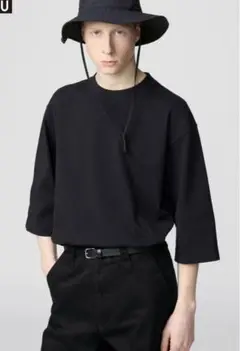 UNIQLO ユニクロU クルーネックTシャツ 7分袖 Lサイズ ブラック