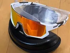 偏光サングラス　サイクル　交換レンズ2枚付き 白×オレンジ
