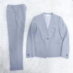 PLST ストレッチ　ノーカラー　セットアップ ウォッシャブル　M