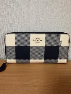 ⭐️新品未使用品✨COACH チェック柄 長財布 ネイビー/アイボリー