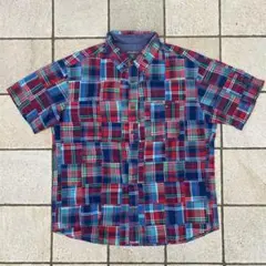 ★美品　eddie bauer エディーバウアー パッチワークシャツ　半袖　BD