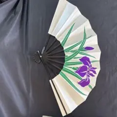 舞扇子 紫色の花柄 専用ケース付き