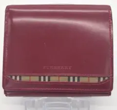 JJ034 バーバリー コンパクト L字ファスナー財布 レッド