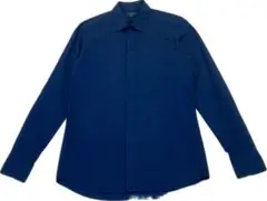 美品★ジョセフオム♂ストレッチコットン楊柳比翼ボタンシャツ★紺