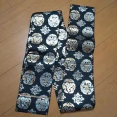 着物 半幅 帯 黒 金 銀
