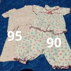 キッズパジャマセット 90cm〜 95㎝ハート柄　女の子