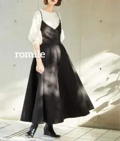 romile BACK CROSS JUMPER ONEPIECE ブラック