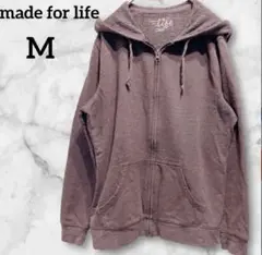 匿名配送✨made for life【M】グレー フードジップパーカー 裏起毛