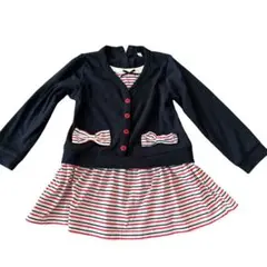 訳あり品女の子 ワンピース カーディガン 子供服入学式95サイズ紺色とボーダー柄