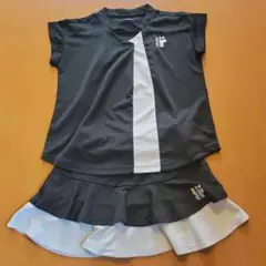 röche テニスウェア S 黒/白 フリル付き