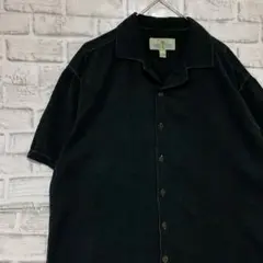 半袖シルクシャツ！アロハ　ブラックL 730