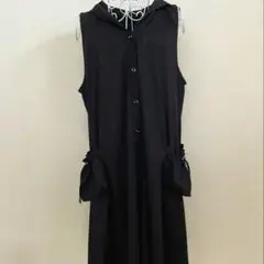 ブラックノースリーブワンピース☆フード付き☆フリーサイズ