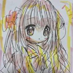新作。手描きイラスト。小色紙。女の子