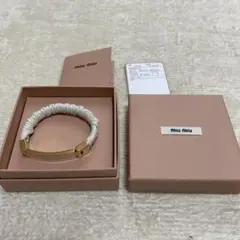 ♡1/9まで値下中♡ ナッパレザー×メタル ブレスレット バングル miumiu