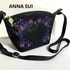 【ANNA SUI】ショルダーバッグ ポシェット ローズ 刺繍 蝶 黒