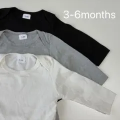 リブ編み長袖ボディスーツ×3