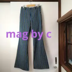 mag by c　マグバイシー　ストライプ柄　セミフレアパンツ　M