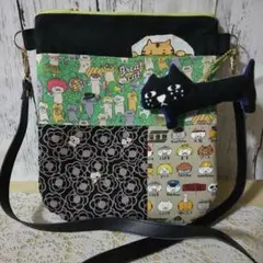 39 コットンこばやし ねこ アップリケ サコッシュ ハンドメイド