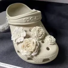 クロックス用 ジビッツ フラワー 白 花 ホワイト アクセサリー パーツ 取付