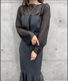 ジュノア マーメイドキャミワンピース ブラック