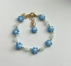 フラワービーズブレスレット　ハンドメイド