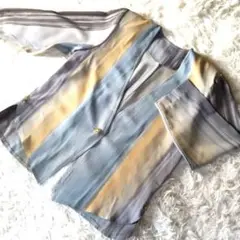 水彩色　アンコンノーカラージャケット　フリーサイズ　 古着