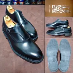 美品高級-Salvatore Ferragamo シングルモンク　US7.5 黒 2025年最新】Salvatore Ferragamo シューズ型：モンクストラップ