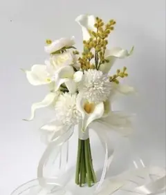 ホワイト・イエロー造花ブーケ ウェディング