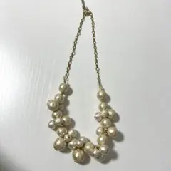 コットンパール ボリュームネックレス ゴールドチェーン ハンドメイド