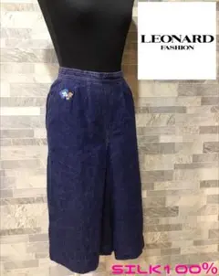 LEONARD FASHION レオナールファッション デニムスカート シルク