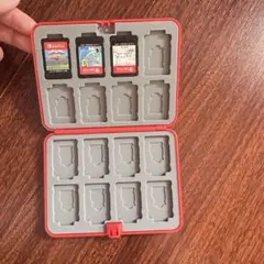 Switch用ゲームカード＆MicroSDカード収納ケース（赤）16枚