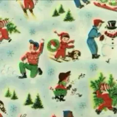 USA コットン マイケルミラー クリスマス 遊ぶ子供達　ブルー　生地　ハギレ