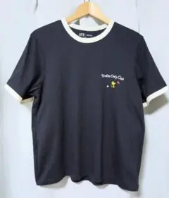 ユニクロ スヌーピー PEANUTS スポーツクラブ リンガーT ネイビー