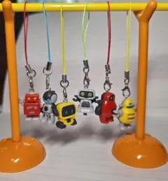 レトロ カラフルロボット ストラップ6個セット