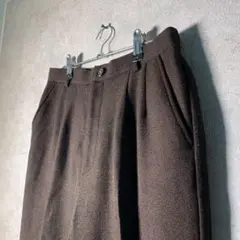 【ヴィンテージ】レトロ ツータックスラックスパンツ ブラウン古着usedBM26