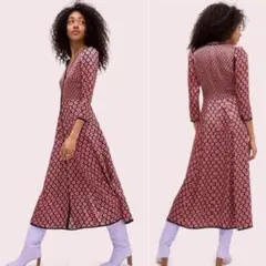 極美品 KateSpade スペードフラワーラッフルドレス シルク サイズ0