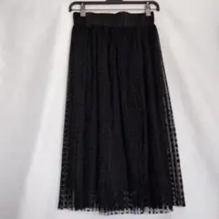 未使用　furryrate ブラック シフォン　プリーツスカート Fサイズ