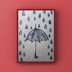 原画アートポスター《雨傘》ハガキサイズ