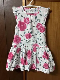 【美品】PETIT BATEAU フラワープリント ワンピース 100cm
