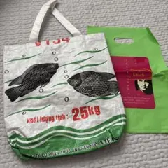ベトナム雑貨＊エコバッグ＊飼料袋リメイク