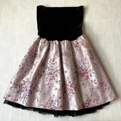 【美品】レストローズ チューブトップミニワンピース　ブラック×ピンク