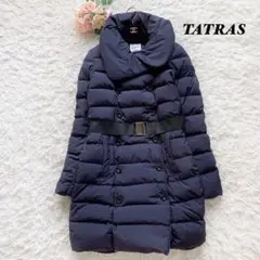 【良品】TATRAS ロングダウンコート ショール フェザー ベルト 3 L